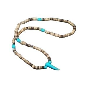 Coconut Shell & Turquoise Beaded Necklace